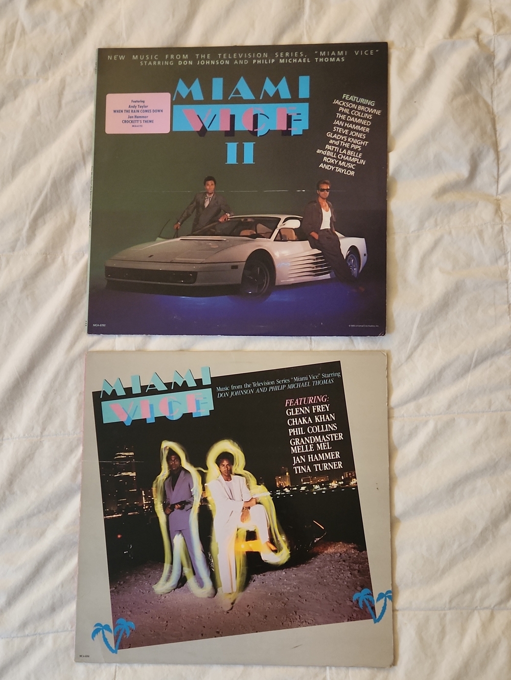 Miami Vice I & II Vinyl Soundtracks -- DJ COPIES NEVER PLAYED! BEST SET!!!